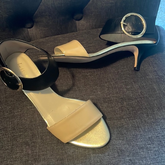 Bettye Muller kitten heel pumps in Black and Tan leather - Picture 1 of 7